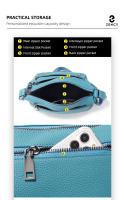 Bolso De Hombro Para Mujer Zency De Cuero Genuino Azul Cielo Diseño Elegante Bolso De Mano Gran Capacidad Bolso Cruzado Satchel - details 2