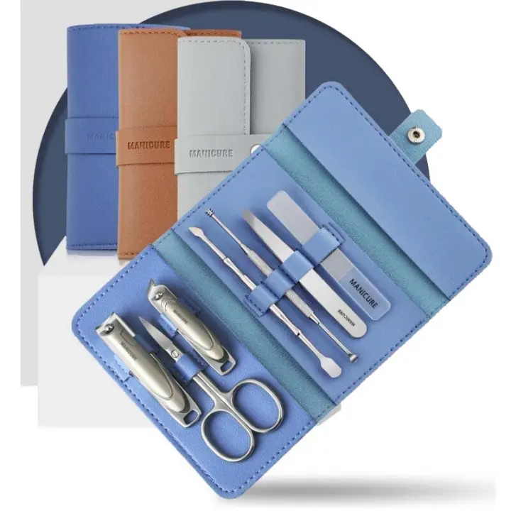 Set De 7 Piezas Cortauñas En Acero Inoxidable Con Bolsa Plegable Kit De Manicura Herramientas De Belleza Para El Cuidado De Las Uñas - 1