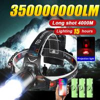 Linterna Frontal LED Ultra Potente 350000000 4000M Rechargeable Para Pesca Y Caza Con Fuente De Luz LED 18650 Impermeable - details 2
