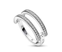 Anillo Doble con El logo pavé de PANDORA, en Plata de Lei con ciritas cúbidas transparentes. Incluye Caja de Joint original. (Por favor, confirma la talla de tu mano antes de realizar el pedido). - details 1