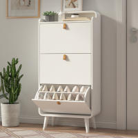 Mueble Zapatero con 3 compartimentos abatibles, Independiente, Organizador de Zapatos abatibles, Zona de entrada, Zapatero Estrecho con compartimento superior, 63*30*134cm, Blanco - details 3