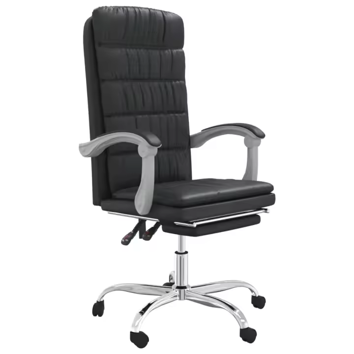 Silla de Oficina reclinable de cuero sintético Negro - 1