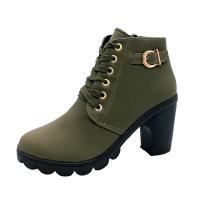 Botas De Tacón Alto Para Mujer Primavera Invierno Calidad Superior Con Cordones Moda Europea Zapatos De Mujer PU Botas Con Plataforma Entrega Rápida - details 24