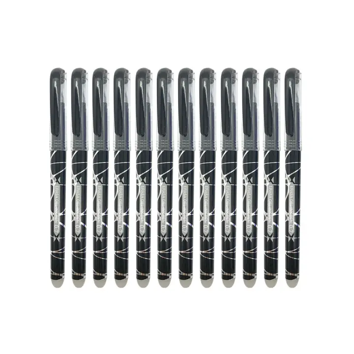 RHardware 12 bolígrafos de tinta negra, borrable de gel 0,7mm - 1