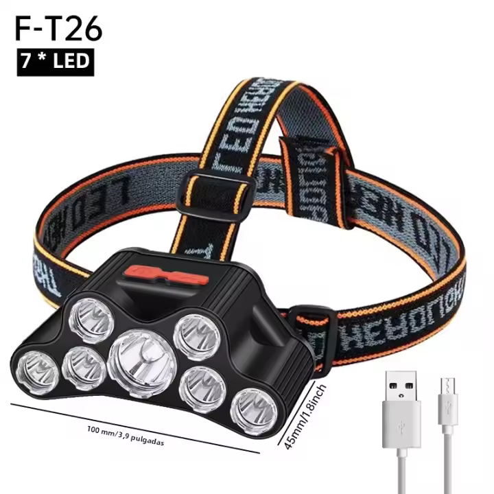 Linterna Frontal LED Recargable USB Super Brillante Con 5 Modos De Trabajo Impermeable Para Pesca De Noche Y Senderismo - 1