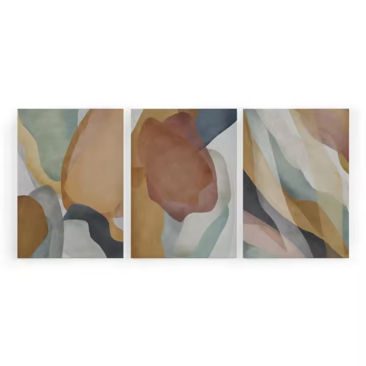 Set 3 Lienzos 60x40 Tonos arena abstracto - 1