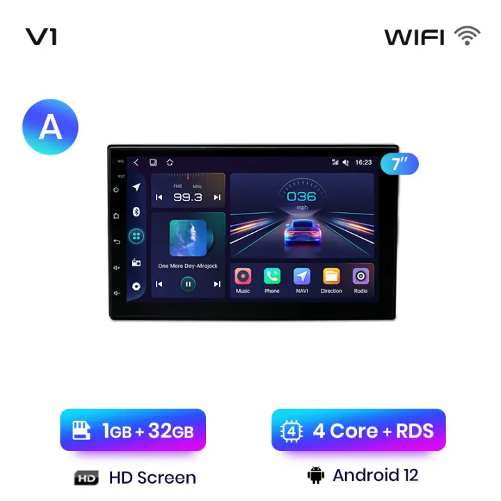 Junsun 7" 9"10.1"  10.33"Android 12 inalámbrico Universal CarPlay Android Auto Radio para VW Volkswagen Fiat Renault Nissan Hyundai coche Multimedia navegación GPS autorradio - 1