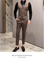 Traje De Boda Elegante Y Casual Para Hombres Estilo Británico Coreano Slim Conjunto De Chaqueta Chaleco Y Pantalones Para Oficina Y Celebraciones - details 25