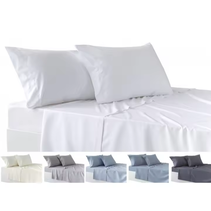 Juego de Sábanas de 4 Piezas – Sábana Bajera Ajustable – Encimera - Dos Fundas de Almohada - 1