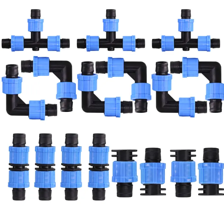 Conector De Inserción De Riego Por Goteo 20pcs 16mm 5/8 Con Encaje Y Tee Final Engrosado Plástico ABS Para Jardín Agricultura Ahorro De Agua - 1