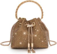 Bombonera Fiesta Beige - Bolso Bombonera Dorada con abalories en Tono Oro - Bombonera de Fiesta Dorada Estill Boho - Fabricada a hand en La Inidia - details 0
