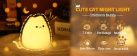 Lámpara Nocturna De Gato Lindo Para Niños 7 Colores Control Por Toque Ahorro De Energía LED Regalos Lindos Para Niñas Y Niños Luz De Dormitorio De Silicona - details 3