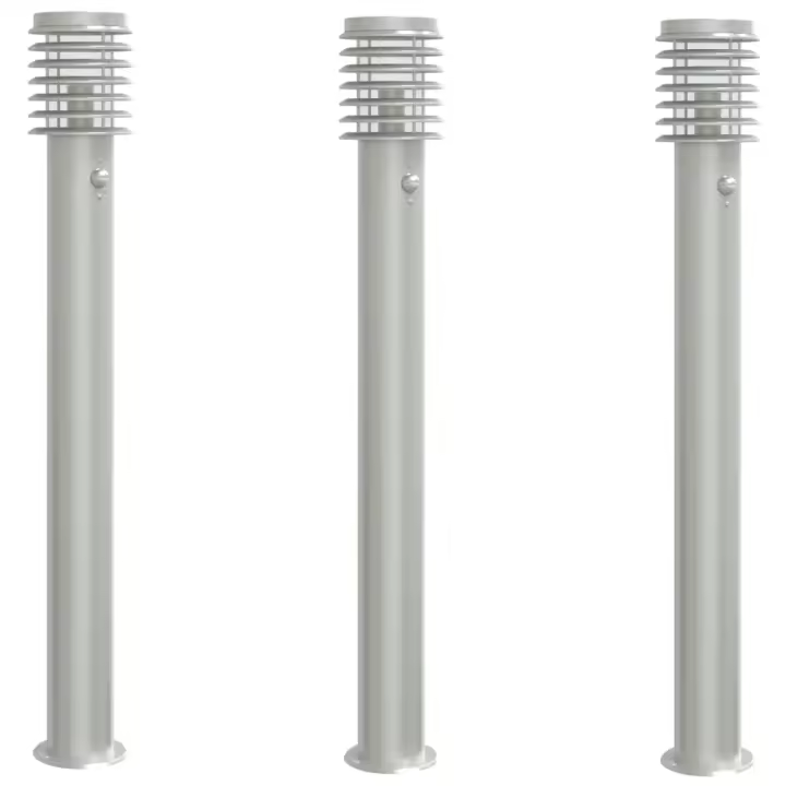 vidaXL Lámparas de suelo de exterior con sensor 3 uds acero inox 110cm Color Plateado,  Negro, y mas - 1