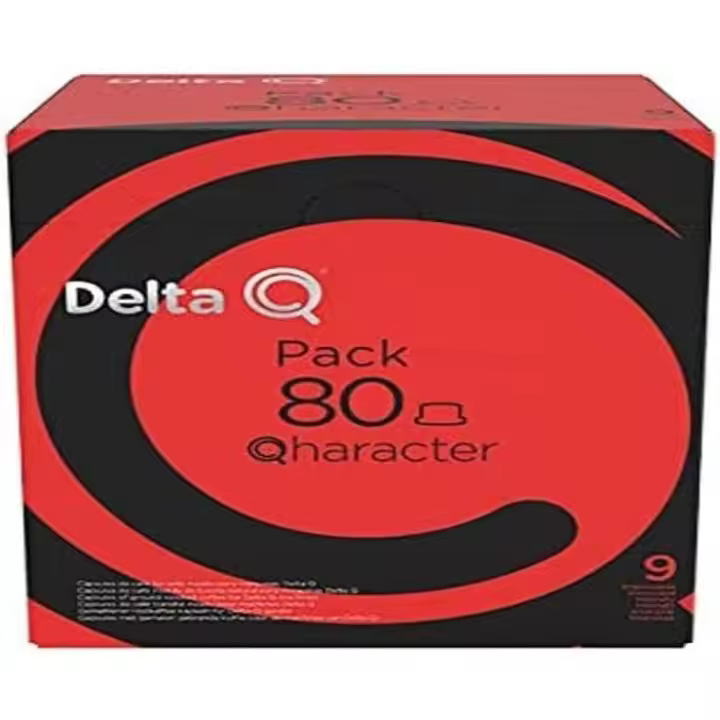 Delta Q - Cápsulas de Café Molido Qharacter - Espresso Intenso con Notas de Caramelo y Frutos Secos - Intensidad 9 - Molido Natural - 80 Cápsulas - 1