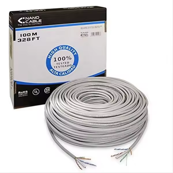 BOBINA 100M CAT.6 RIGIDO AWG24 EXTERIOR NEGRO  NANOCABLE - 1