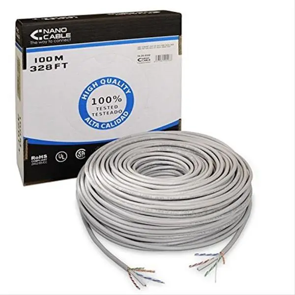 BOBINA 100M CAT.6 RIGIDO AWG24 EXTERIOR NEGRO  NANOCABLE - 1