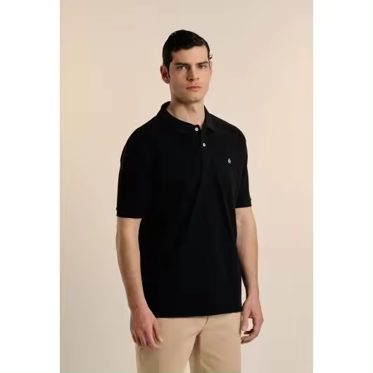 Polo Valecuatro clásico algodón piqué negro - 1