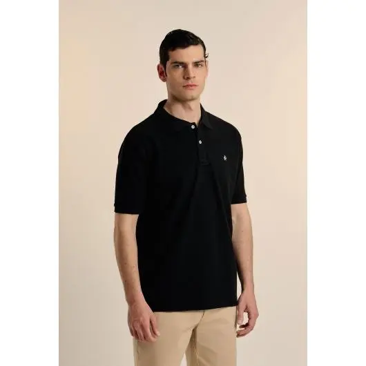 Polo Valecuatro clásico algodón piqué negro - 1