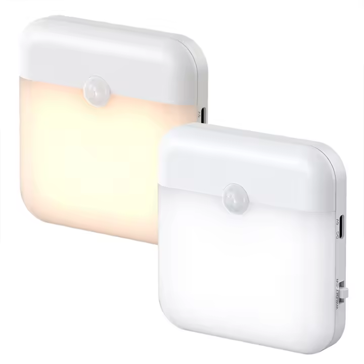 Luz Nocturna LED Sensor De Movimiento Carga Type-C Cuadrada Para Dormitorio Cocina Pasillo Armario Escalera Iluminación - 1