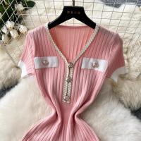 YuooMuoo Vestido De Encaje Elegante Con Cuello En V Y Botones Estilo Lady Bodycon Mini Para Fiesta Vestidos De Mujer - details 4
