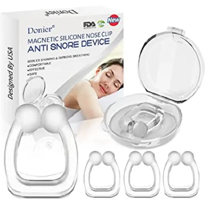 x2 Dispositivos magnético antirronquidos de silicona, tapón antirronquidos, Clip Nasal, Bandeja, Ayuda para Dormir, Protector de Apnea, Dispositivo Nocturno con Funda DESDE ESPAÑA MARKETPLACEXT H38 - 1