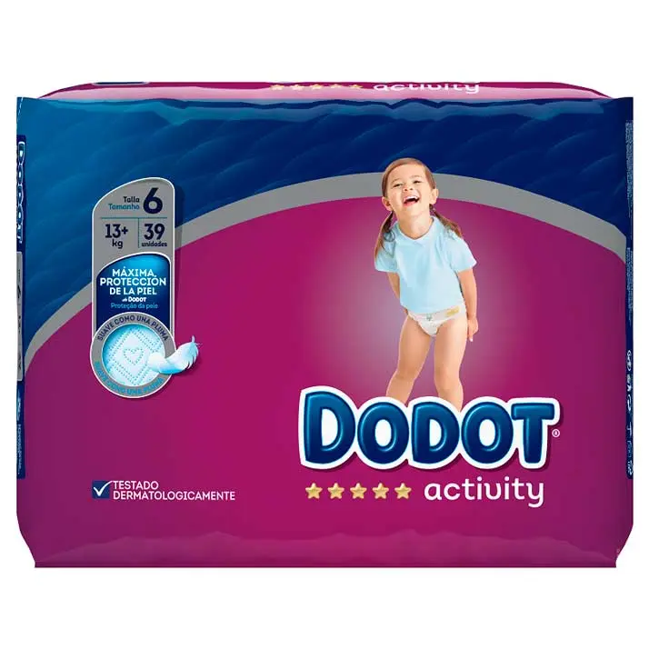 Dodot Activity Value Pack Talla 6 39uds - Ajuste Más Resistente - Previene Fugas - Máxima Absorción - Cuida la Piel Delicadamente - 1
