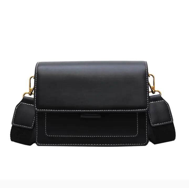 Bolso Bandolera De Cuero Con Contraste Para Mujer Bolso De Mano De Viaje De Moda Simple Bolso De Hombre Pequeño Para Dama - 1