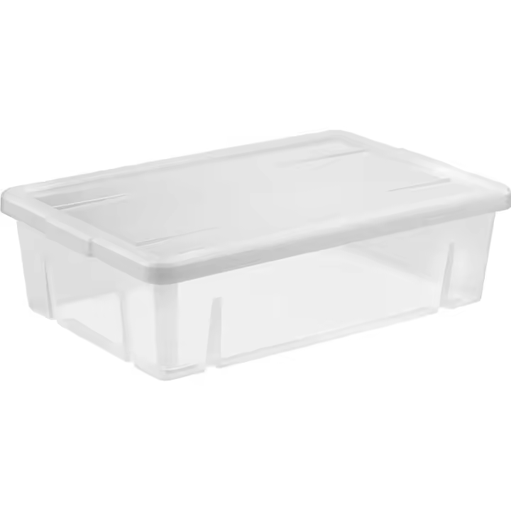 TONTARELLI - CAJA ALMACENAJE 28L CON TAPA LINEA BOX TRANSPARENTE - Caja de Almacenaje Espaciosa y Funcional  Organizadora - Caja de Almacenaje Resistente y Duradera - Caja Almacenaje con Tapadera  - Caja de Almacenaje Apilable para Ahorrar Espacio - 1
