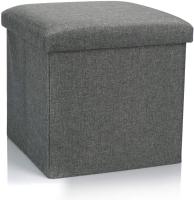 GREATOOL Taburete Plegable,Poliester, 38 X 38 X 38CM, Taburete de Lino Cajas de Almacenaje, Reposapiés Cuadrado, Puff Almacenaje Cuadrado con Tapa - details 1