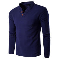 Camisa Polo Para Hombre Verano 2023 Nueva Moda V-neck Casual Solida Con Botones Personalizados Camiseta De Poliéster Manga Larga - details 1
