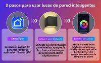 Lámpara De Pared Inteligente LED Control WIFI APP Alexa Google RGB CW 2700-6500K Ajustable En Ángulo IP65 Aluminio Impermeable - details 6