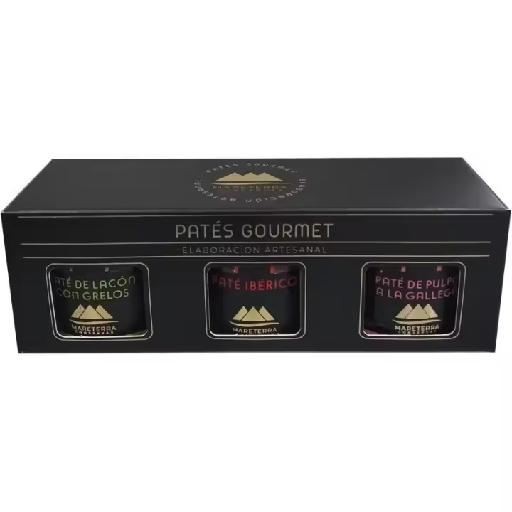 Estuche Surtidos Patés Artesano Mareterra (Ourense-Galicia) (Ibérico + Lacón con Grelos + Pulpo Gallega) - 1