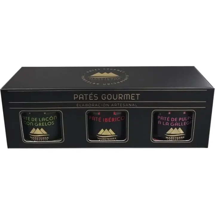 Estuche Surtidos Patés Artesano Mareterra (Ourense-Galicia) (Ibérico + Lacón con Grelos + Pulpo Gallega) - 1