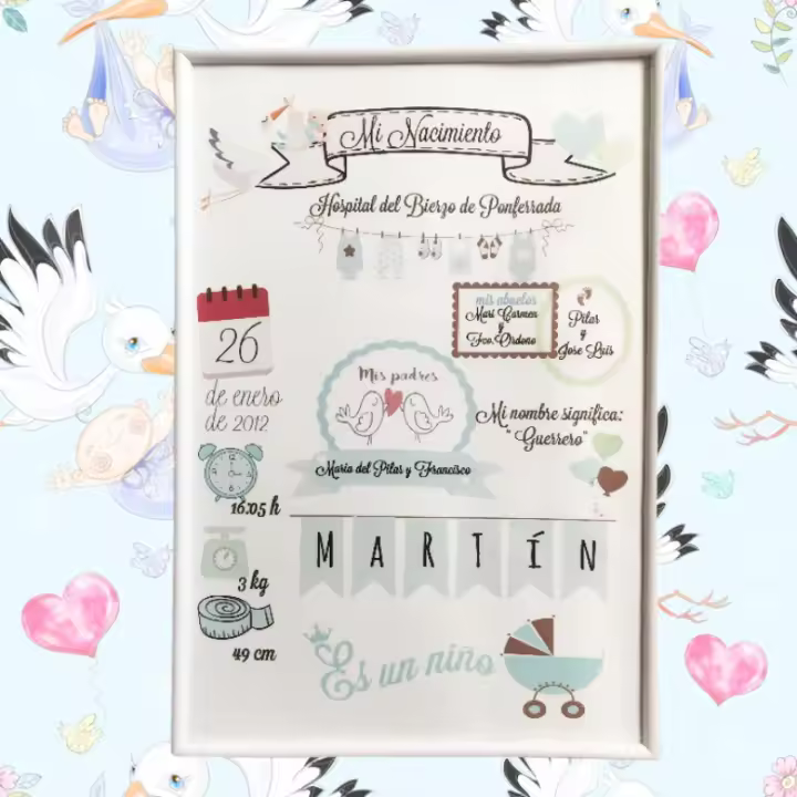 Cuadro regalo nacimiento decoración infantil niños 20x30 cm, regalos recién nacidos, Decomac - 1