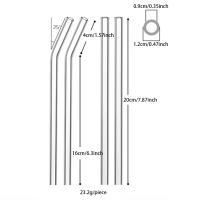 Juego De 8 Pajillas De Vidrio Reutilizable De Alta Borosilicato Para Smoothies Y Cocktails 12mm Pajilla Saludable Y Ecológica Con Cepillo Para Limpieza - details 2
