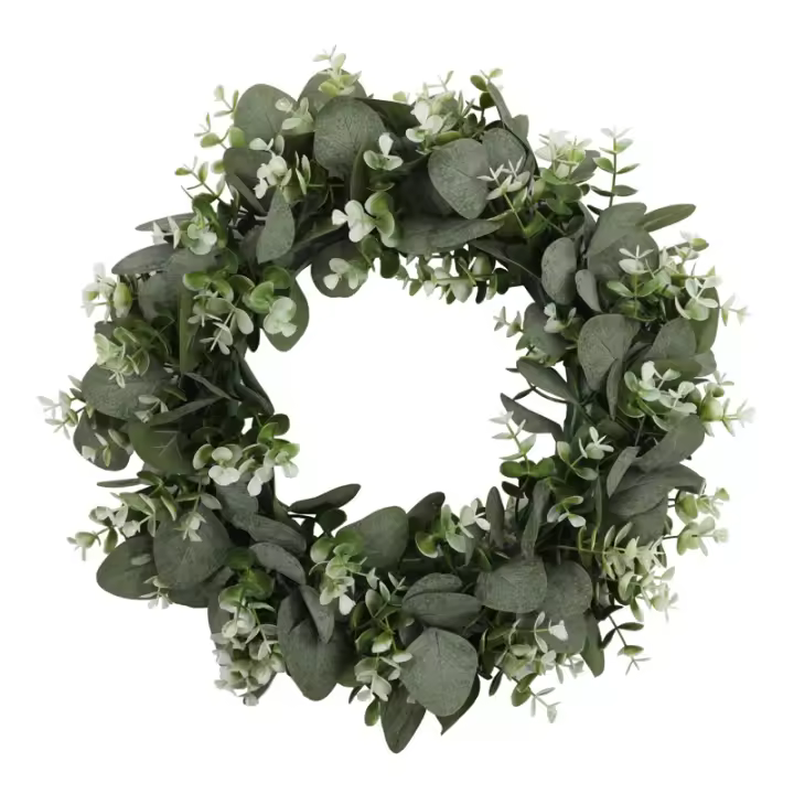 Corona De Eucalipto Artificial Para Puerta Delantero Decoración De Pared Hogar Primavera Verano Faux Eucalipto Para Centros De Mesa - 1