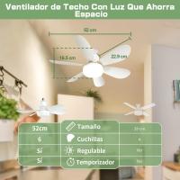 52cm Silencioso Ventilador de Techo with Luz LED y Mando, 40W Lampara Ventilador Techo, with Casquillo E27 - details 0