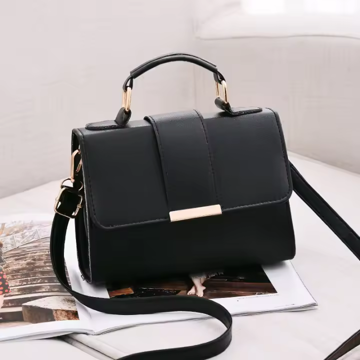Bolso de hombro para mujer de color liso con bolso de cuero, bolsillos y funda multifuncional de moda - 1