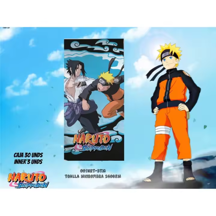 TOALLAS DE PLAYAS MICROFIBRAS 100% NIÑOS NARUTO MARCA LICENCIADA OFICIAL Y ORIGINAL GARANTIZADO - 1
