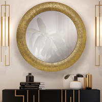Espejo Redondo de Metal Labrado en Oro Patinado, Espejo de Pared con Luna Biselada. Ideal para Baños, Salón, Dormitorio, (Mod. Jordania 80x80 cm) - details 0