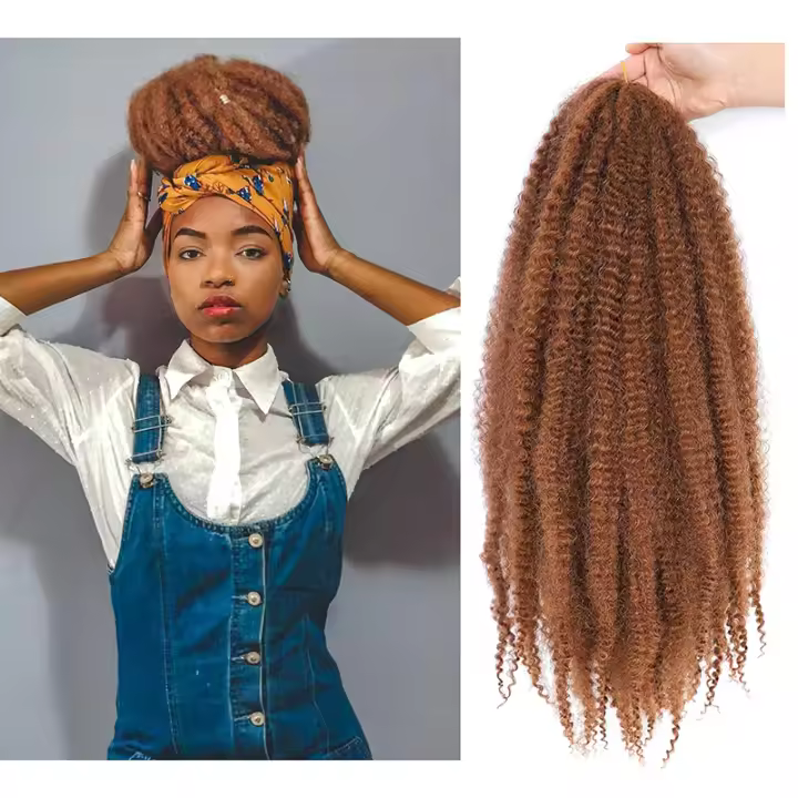 Pelo Sintético Marley Para Tejido De Cabello En Afro Kinky Largo Crochet Extensiones De Fibra Para Crear Peinados Twisted Braiding - 1
