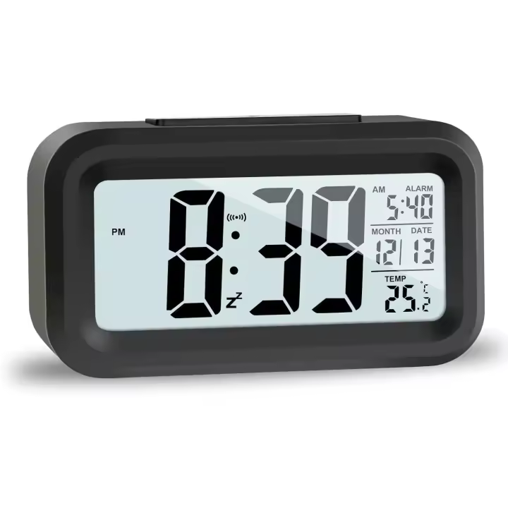Reloj despertador digital, Reloj despertador de viaje con función de recordatory de fecha de temperature, Reloj de escritorio para el hogar sin Escala 1PC Negro - 1