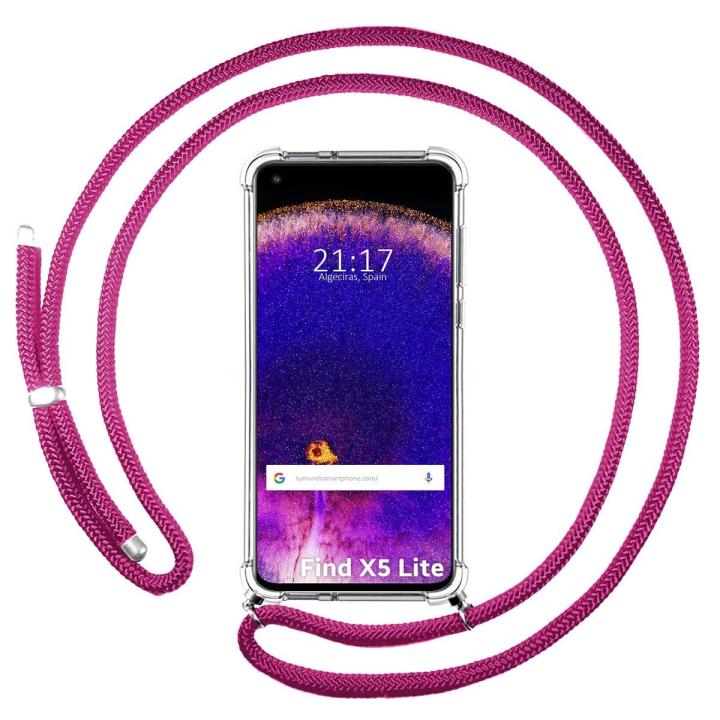 Funda Con Colgante Para Huawei Honor Magic 6 Lite 5G - Transparente, Cordón Rosa/Dorado, Antigolpes