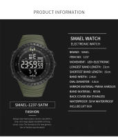 Reloj Digital SMAEL Para Hombre Resistente Al Agua Deportivo Pantalla Grande LED Con Alarma Y Calendario Reloj De Pulsera Masculino SL-1237 - details 4
