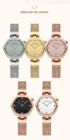 Reloj De Cuarzo Hannah Martin Para Mujer Con Correa De Malla De Acero Inoxidable Y Movimiento Importado Moda Geométrica Resistente Al Agua Y Al Choque - details 5