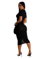 Vestido De Crochet Para Mujer De Corte Bodycon Con Manga Regular Y Cuello En V Vestido Fino Y Ajustado De Pierna Para Calle Moda Hipster - details 15