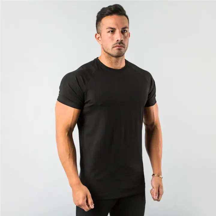 Camiseta De Hombre Fitness Muscular Manga Corta Transpirable Para Gimnasio Ropa Deportiva Casual Slim Fit Camiseta De Verano - 1