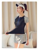 Traje De Baño Deportivo Para Mujer Dos Piezas Con Fondo De Pies Cortos Y Chaleco Protector Solar Y Anti-UV Para Spas Y Natación - details 3