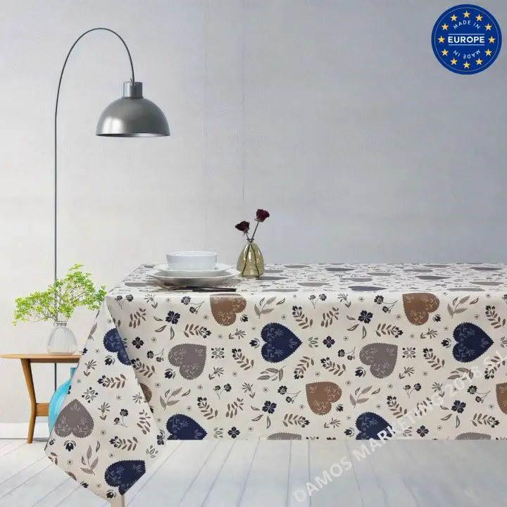 Mantel PVC, Mantel de Hule, Mantel impermeable, Ideal para el hogar, Cocina, Comedor, Facil de limpiar, Rustic Estilo, Corazones, Hojas, Rojo, Verde, Azul - 1