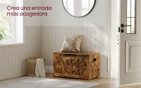 VASAGLE Puff Almacenaje, Banco Almacenaje con 2 Bisagras de Seguridad, Baúl Almacenaje, Banco Zapatero, Estilo de Campo, 40 x 80 x 46 cm, para Pasillo Dormitorio Salón, Marrón Rústico/Blanco Nube - details 0